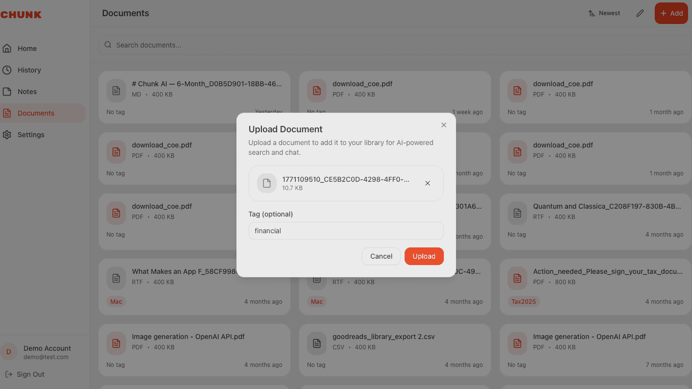 Document tags in Chunk