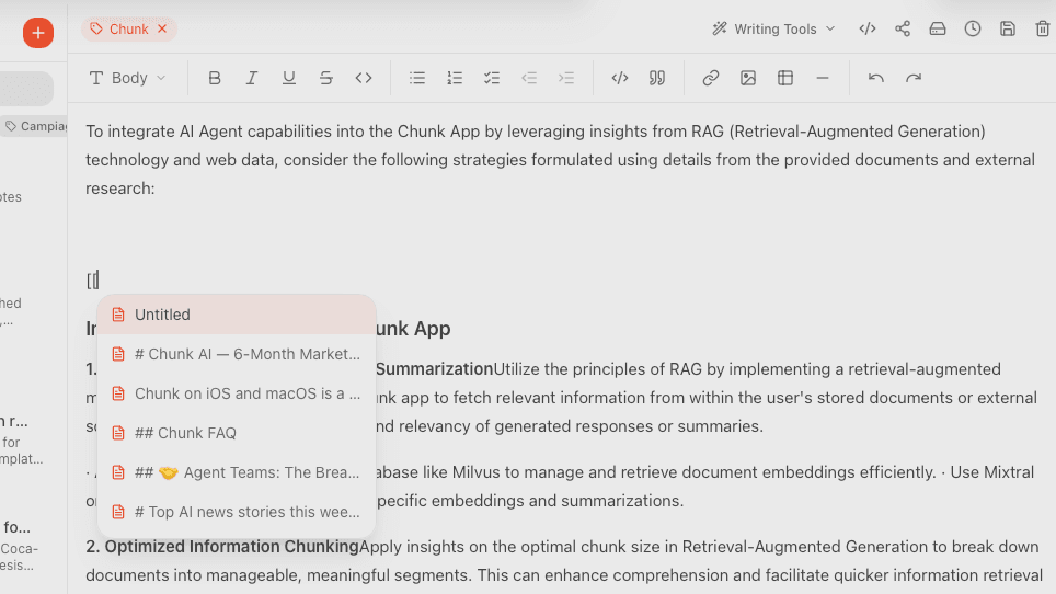 Wiki-links in Chunk notes