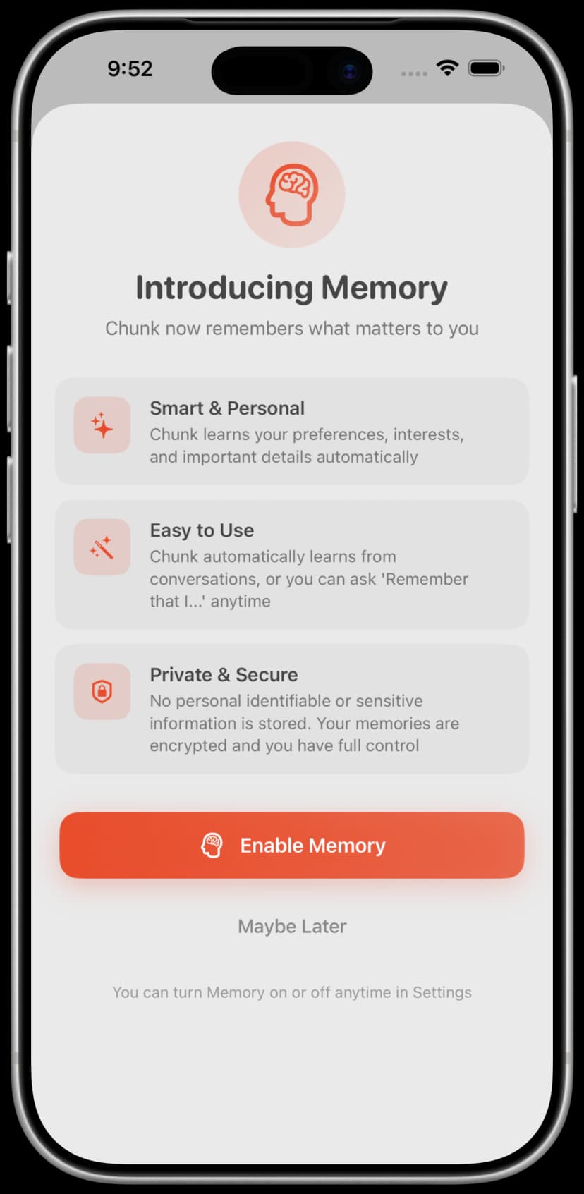 Chunk Memory Feature on iPhone